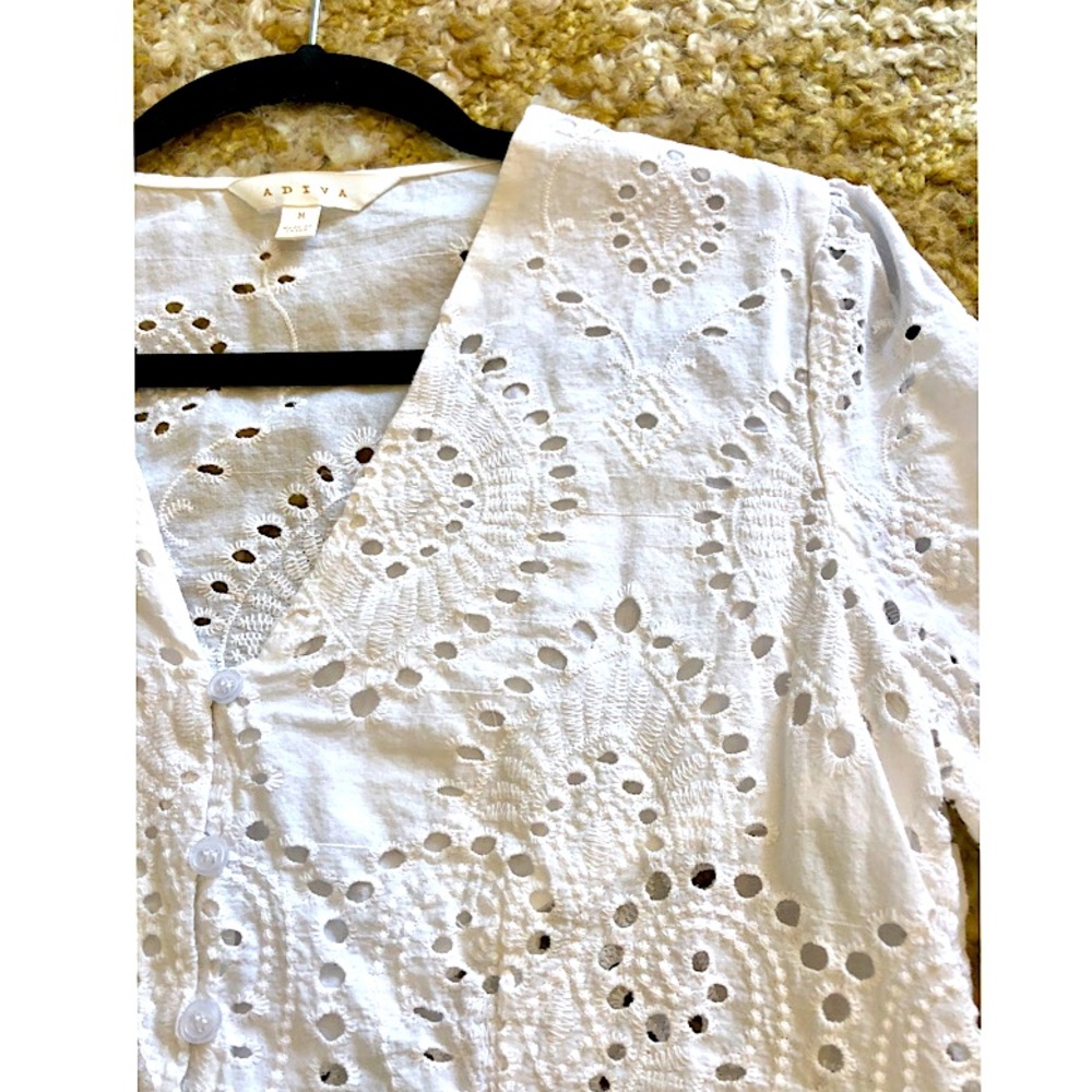 Eyelet Button Down Blouse - Picture 8 of 12